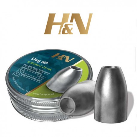 Balines H&N Slug HP calibre 6'32 mm - .249 de 1'94 g. Lata de 120 balines.