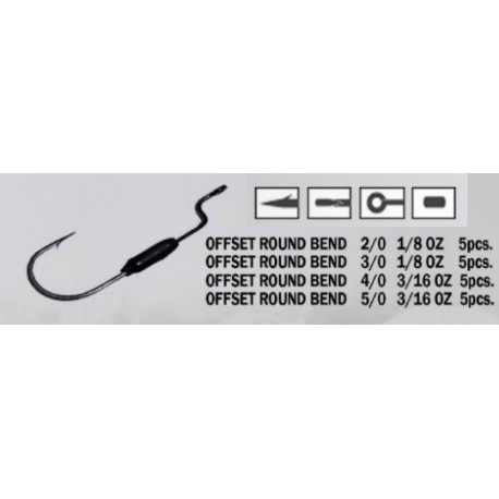 Anzuelo recto Offset Round Bend Plomado 1/8 Oz 2/0